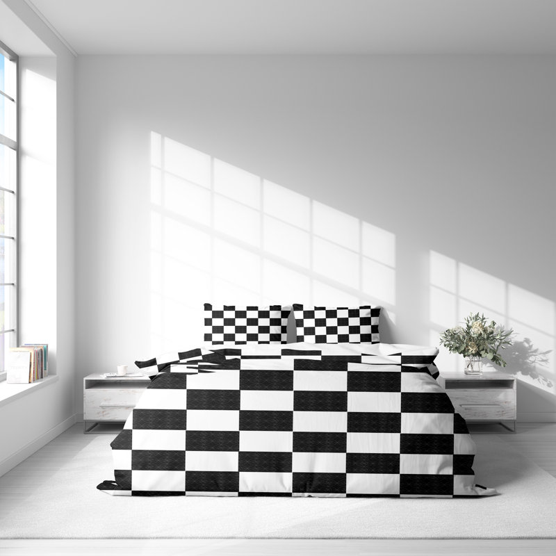 Checkered Duvet Cover, Twin Duvet Cover + 1 Queen Sham