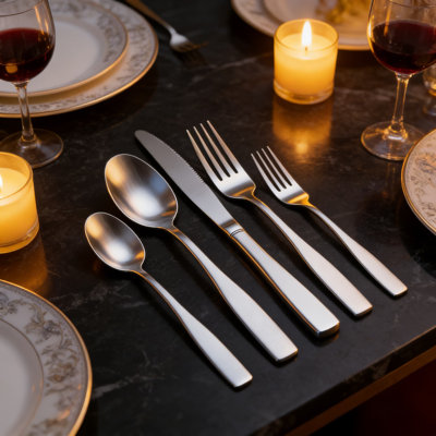 30-Piece Stainless Steel Flatware Set With Modern Square Handle Design, Matte Finish, Ideal For Home, Kitchen, Bar, And Restaurant Use