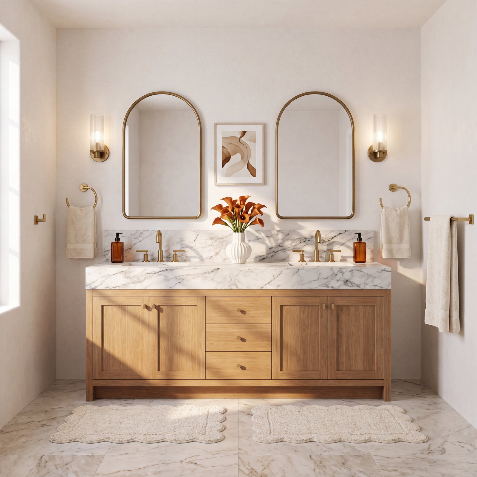 Cube 5-Piece Bathroom Hardware Set, Brushed Gold