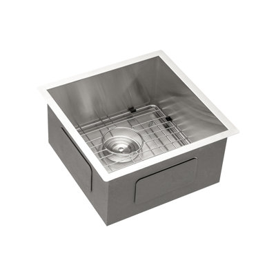 13X15 Inch Stainless Steel Undermount Basin - 9 Deep, Hygienic And Easy To Maintain, Condensation, With Dish Grid & Installation Clips Kitchen Sink Steel, Smooth Surface, Noise-Reducing, Guide Drying