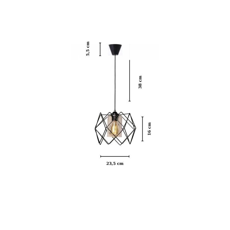 Lustre noir élégant avec structure en métal, 30,9 po x 6,3 po | Diamètre du capuchon: 9,3 po, hauteur: 29,9 po | 3 x douilles E27, 40 W maximum | Éclairage élégant pour la salle à manger et les espaces de vie, classé IP20