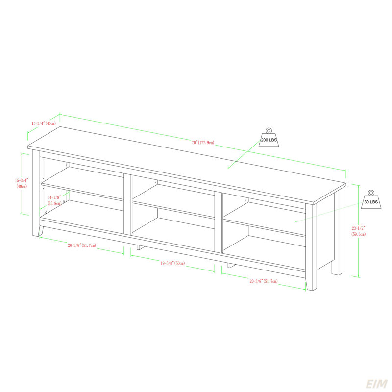 Modern Transitional 3-Shelf Open Storage 70" TV Stand For 80" Tvs, Charcoal Gray