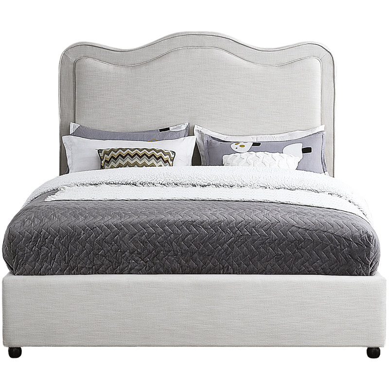 Glenside Upholstered Linen Fabric Bed, King, Cream Linen