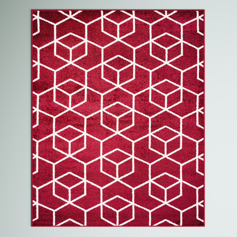 Tapis rouge / blanc Mashawna, Rectangle 4pi x 6 pi