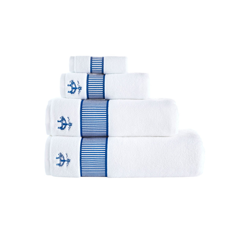 Turkish Cotton Midweight Jacquard Bath Towel, Royal Blue