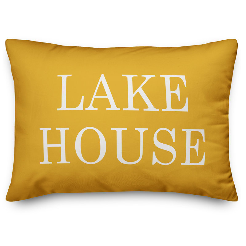 Outdoor Throw Pillow, Yellow/White