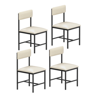 4 Pieces Industrial Dining Chairs with Large Upholstered Seats