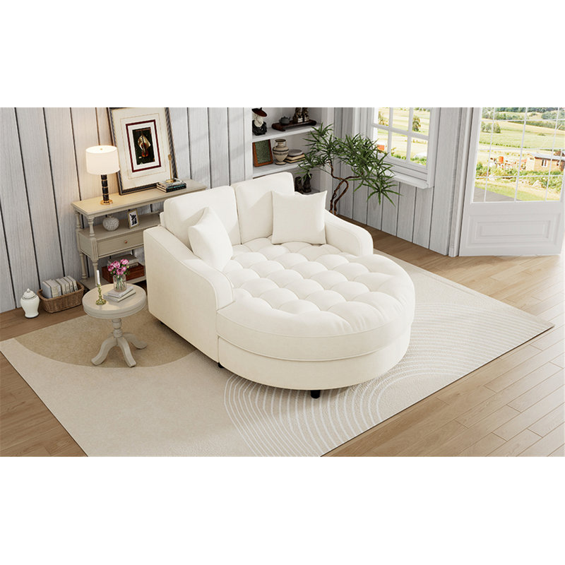 Chaise longue rembourrée avec siège capitonné et coussins amovibles pour le salon