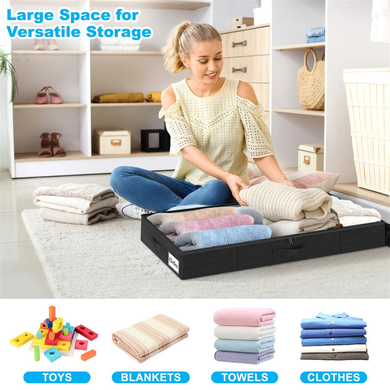 Ebern Designs Fabric Underbed Storage, Black