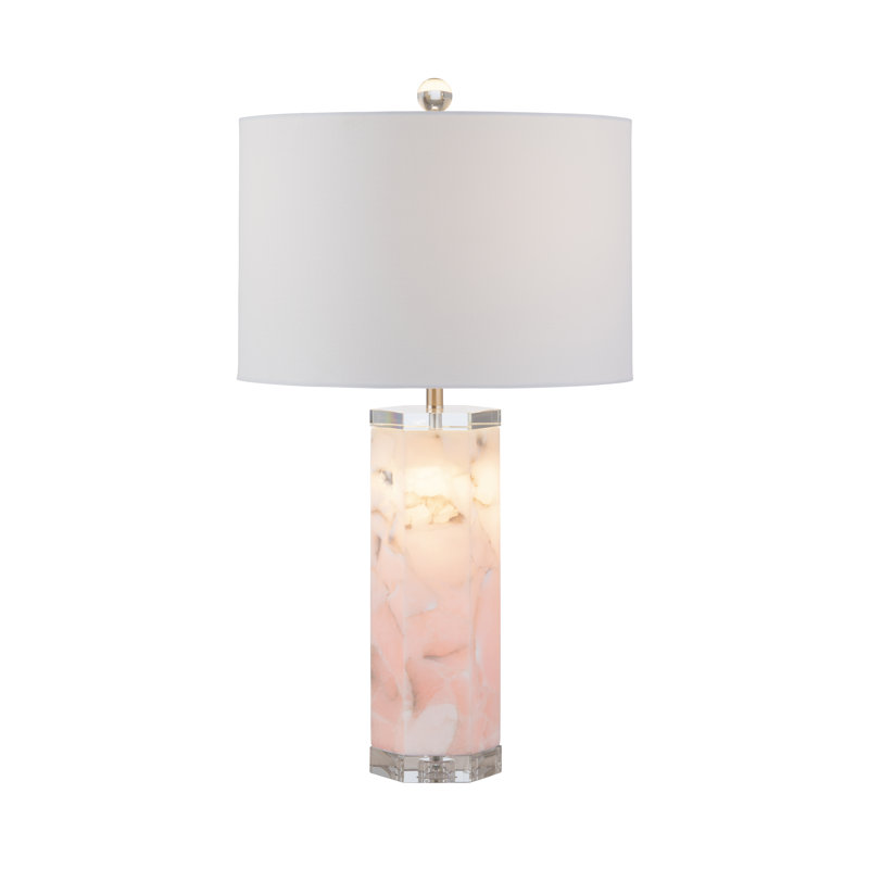 30" Crystal Table Lamp With White Shade