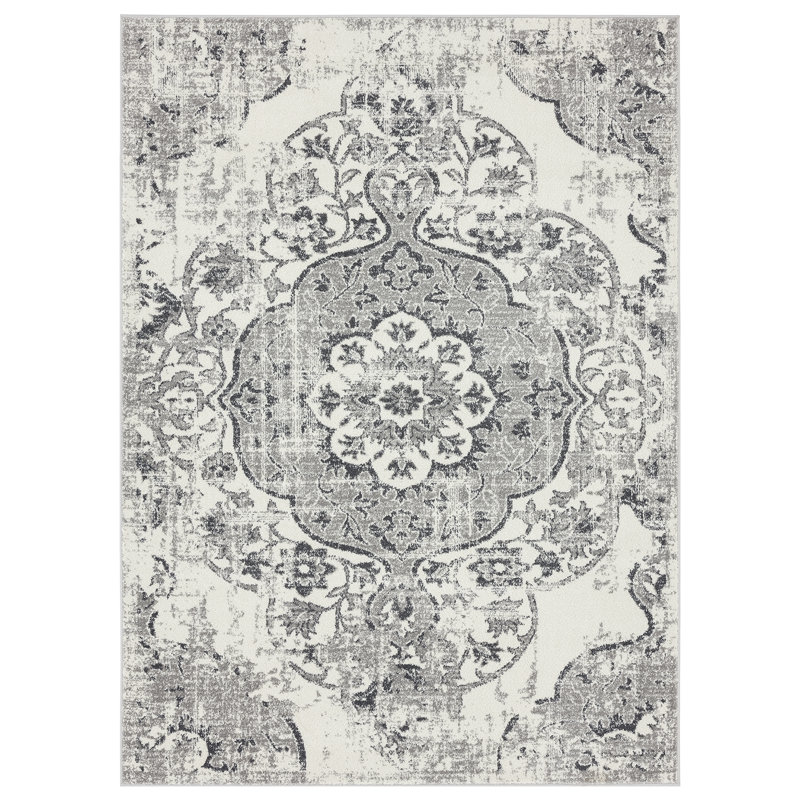 Tapis oriental argent / beige Mannsville, Rectangle 8 pi x 10 pi