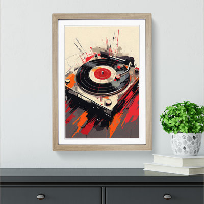 Vinyl Record Player Gestural - Framed Print