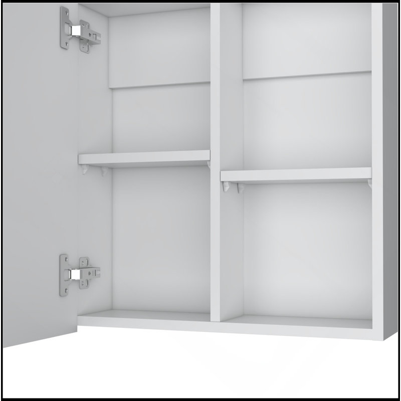 Stylish 21.1" H X 19.7" W Mirror Medicine Cabinet, One Door With Four Interior Shelves For Bathroom, Kitchen, White