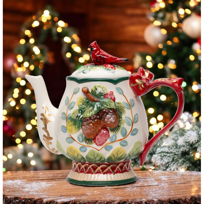 Evergreen Cardinal Teapot