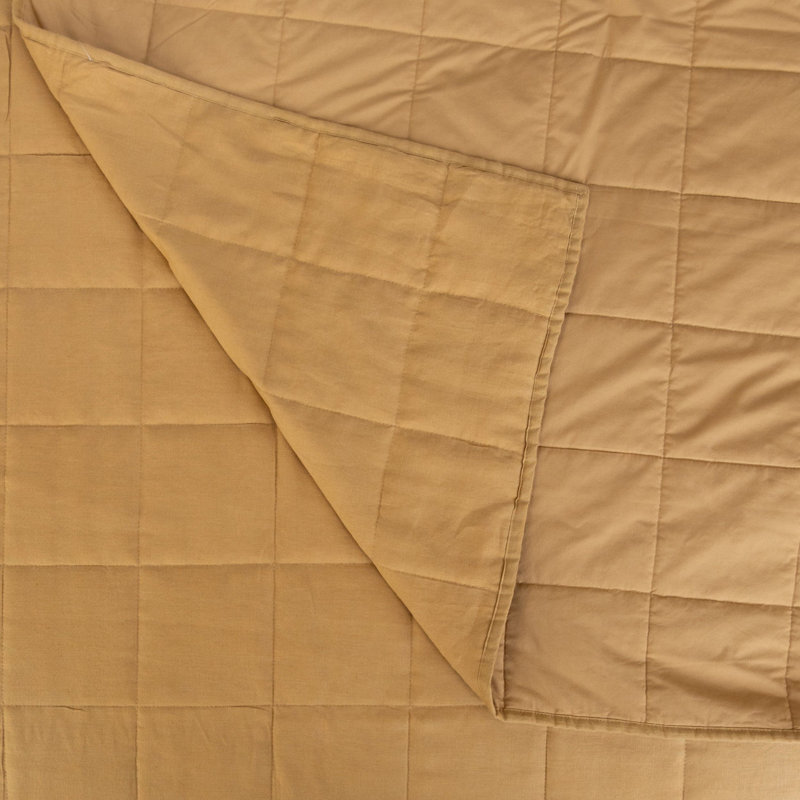 French Linen Box Stitch Quilt, Honey, King Quilt