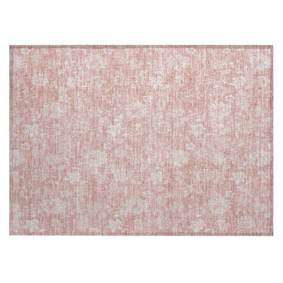 Myqueal Flatweave Washable Floral Indoor / Outdoor Rug