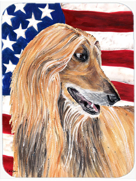 Planche à découper en verre American Flag patriotique afghan Hound USA
