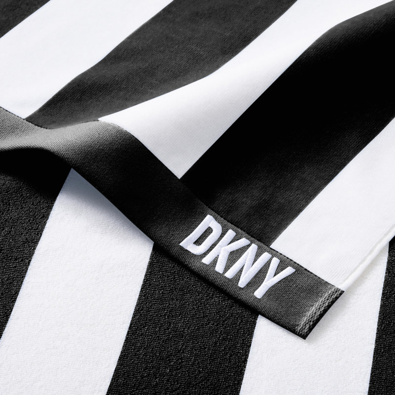 DKNY Cabana Stripe 4-Piece Beach Towel And Tote Bag Set, Black