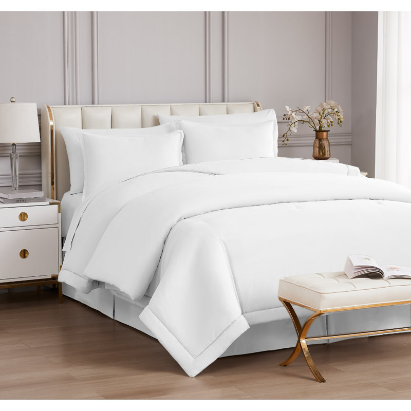Ensemble d'édredon en microfibre - Comprend un édredon et des taies décoratives, Blanc