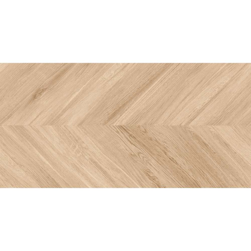 Saxon 24" x 48" Chevron Porcelain Floor and Wall Tile, Brown