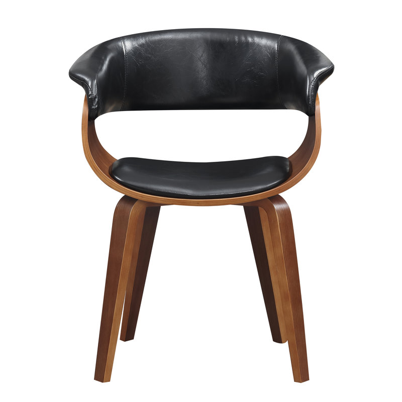Baumgartner 18.1'' H Polyurethane Upholstered Walnut Armchair, Black