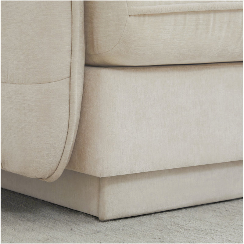 Canapé en forme de U Chenille Cloud, canapé à assise profonde avec repose-pieds amovibles, coussins ronds et coussins de dossier matelassés exquis, pieds de cadre de base encastrés, assemblage facile, convient au salon
