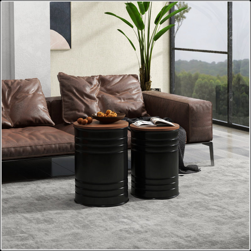 Nesting Storage Ottomans Set of 2 with Lids, Hidden Space