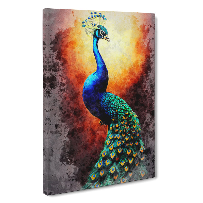 Peacock In Watercolour No.3 - Wrapped Canvas, 76cm H x 50cm W x 3cm D