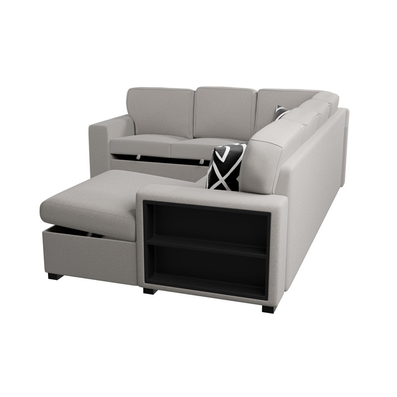 Canapé modulaire 4 pièces convertible, Crème Boucle