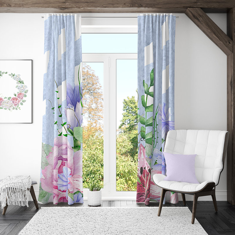 Panneaux de rideaux semi-transparents à motif floral, L 20 po x L 61 po