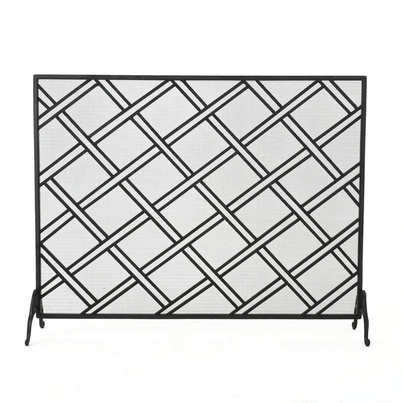 Bachar Iron Fireplace Screen, Black
