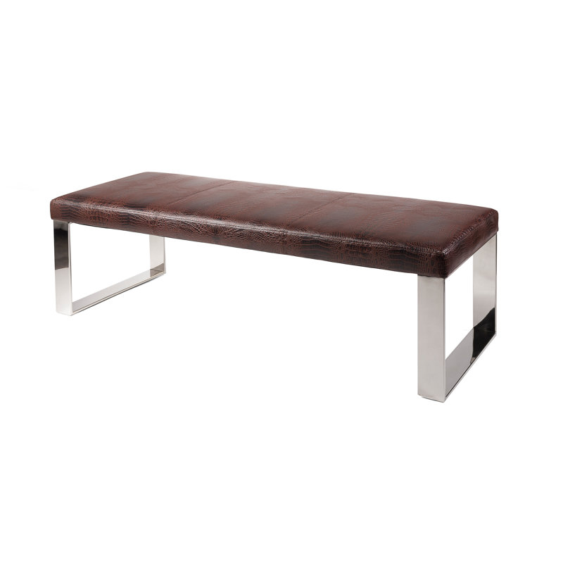 Fembra Faux Leather Upholstered Bench, Crocodile Brown