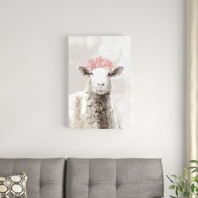 Sheep Blush Flower Crown - Reproduction d'art sur toile tendue