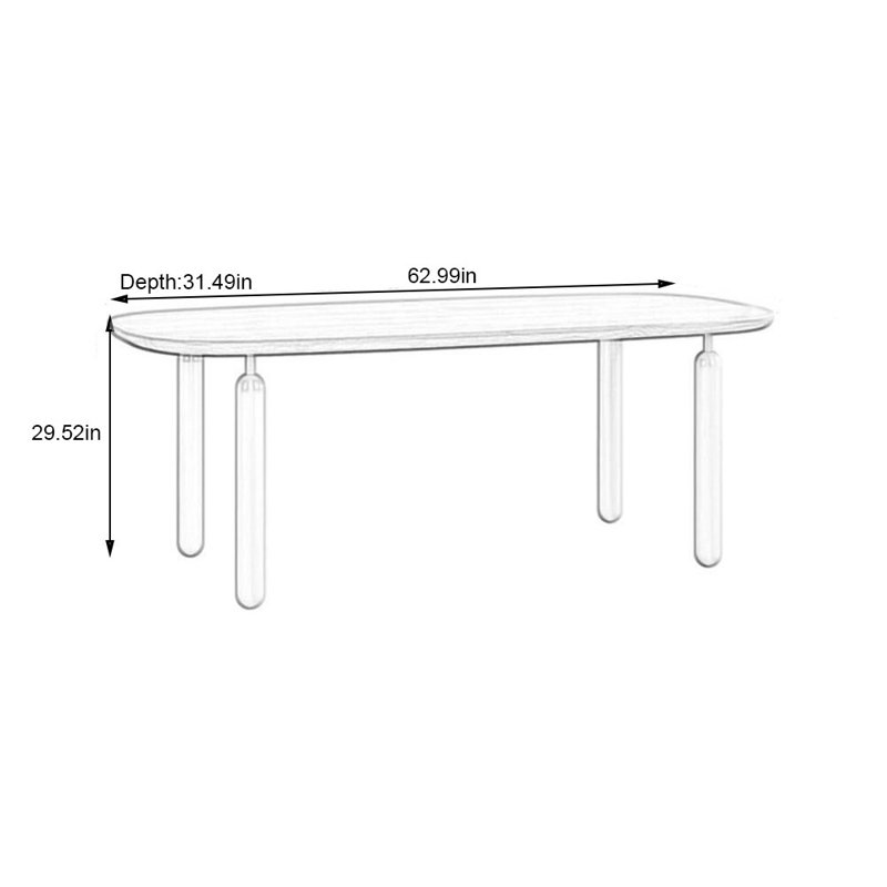 Table de salle à manger Dzheni, H 29,52 po x L 62,99 po x l 31,49 po
