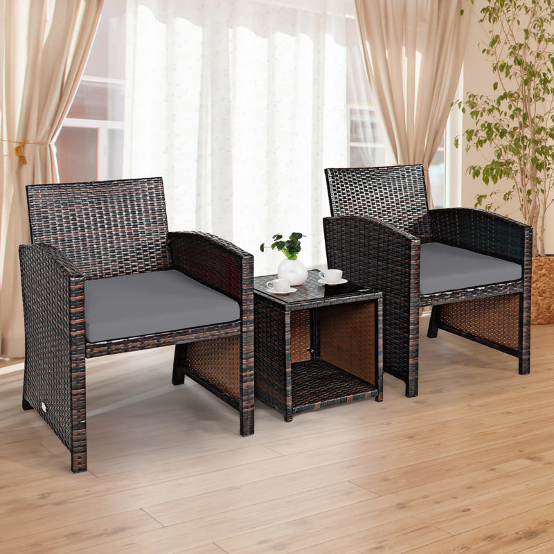 Brinlea 2 - Person Patio Conversation Set with Cushions, Gray