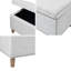 Banc rectangulaire avec rangement spacieux et revêtement gris sur pieds en bois massif
