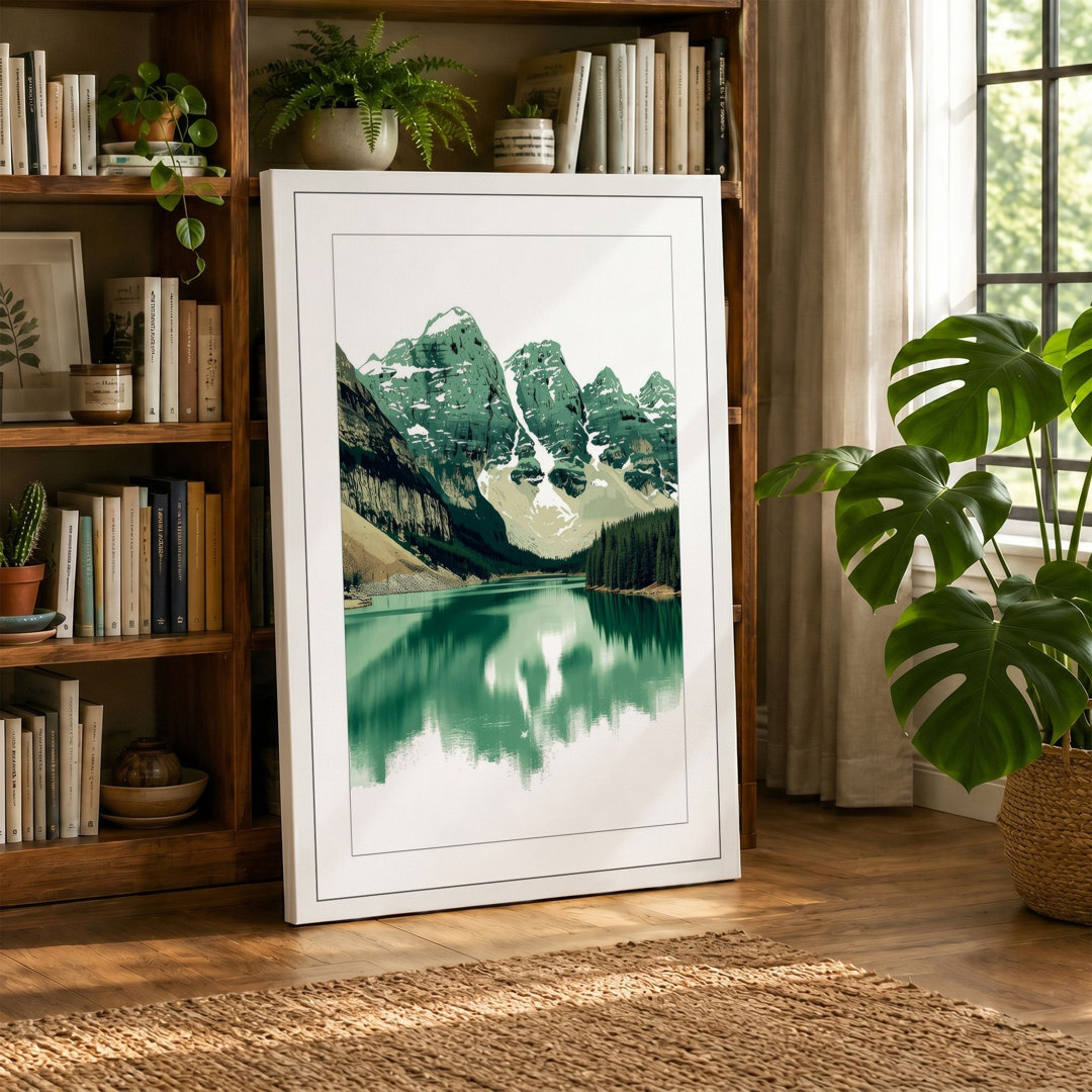 Alpine Lake Reflection Scandinavian - Wrapped Canvas