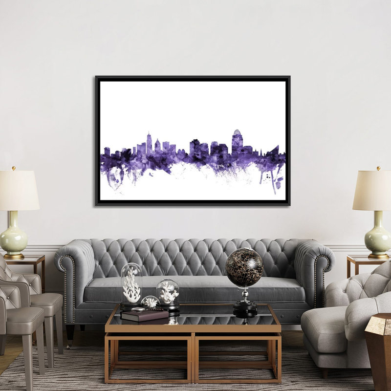« cincinnati, ohio horizon » par michael tompsett, reproduction d’impression sur toile tendue, H 40 po x l 60 po x P 1,5 po