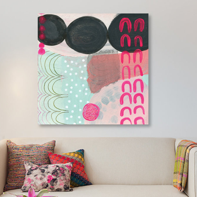 « black points », reproduction d’art sur toile, H 37 po x l 37 po x P 1,5 po, Toile avec cadre noir, Pas de tapis