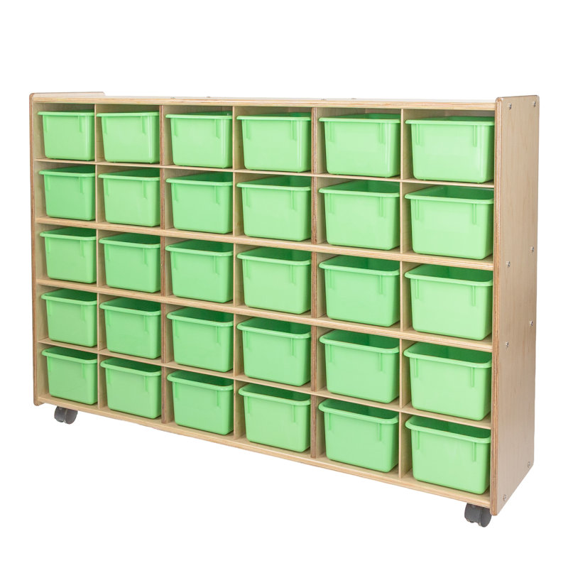 Casier avec bacs Contender, Assemblé avec roulettes, Vert lime