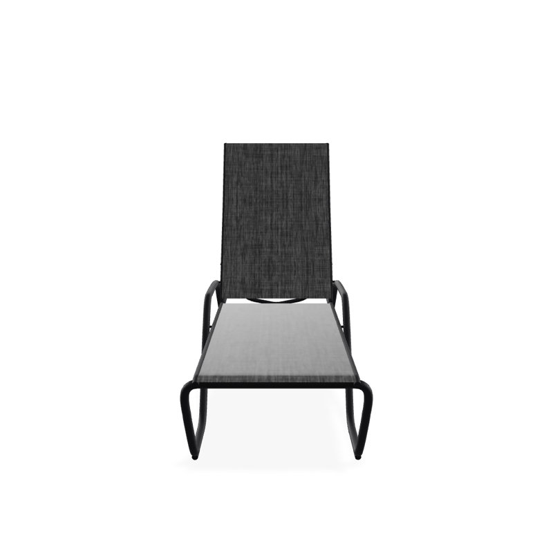 Outdoor Rust-Resistant Metal Chaise Lounge, Textured Black, Augustine Shadow