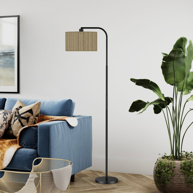 Lampe sur pied en rotin Belice avec télécommande et ampoule incluse