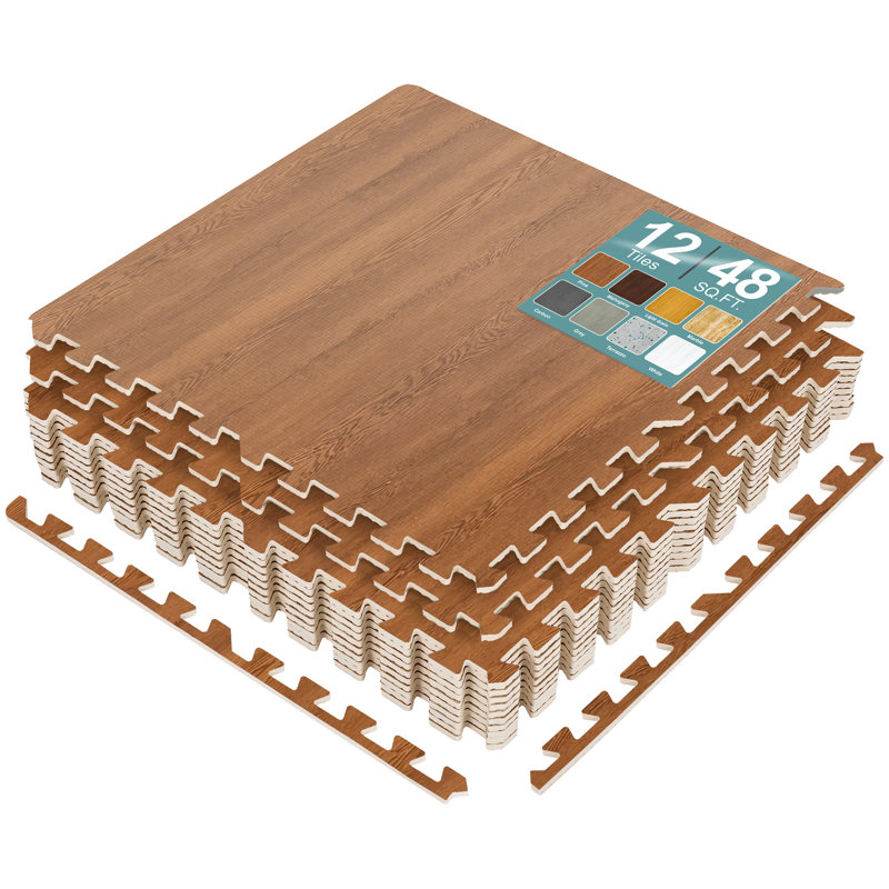 Tapis de sol à emboîtement en mousse 24 po x 24 po Sorbus, 12 pièces, pacane, Pecan