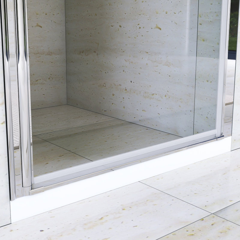 30"W X 72" H Pivot Semi-Frameless Shower Door in Chrome Finish, Chrome