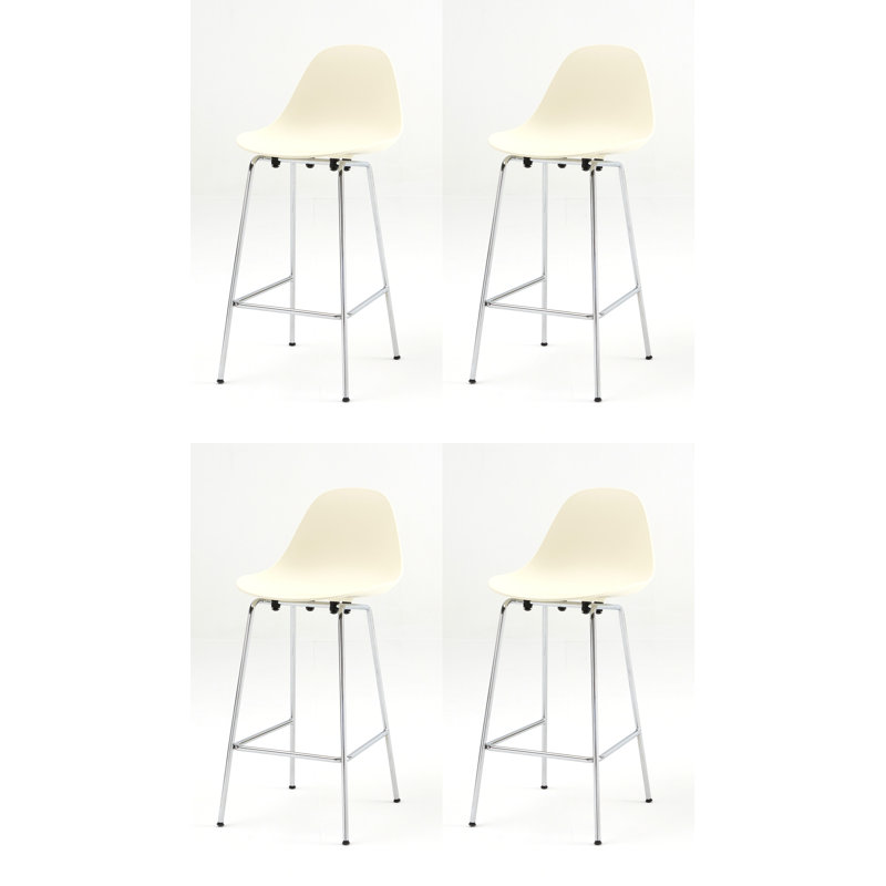 Tabouret de comptoir TA - Noir - Base noire, Chrome chrome, Crème, Tabouret de bar (siège d'une hauteur de 29,5 po)