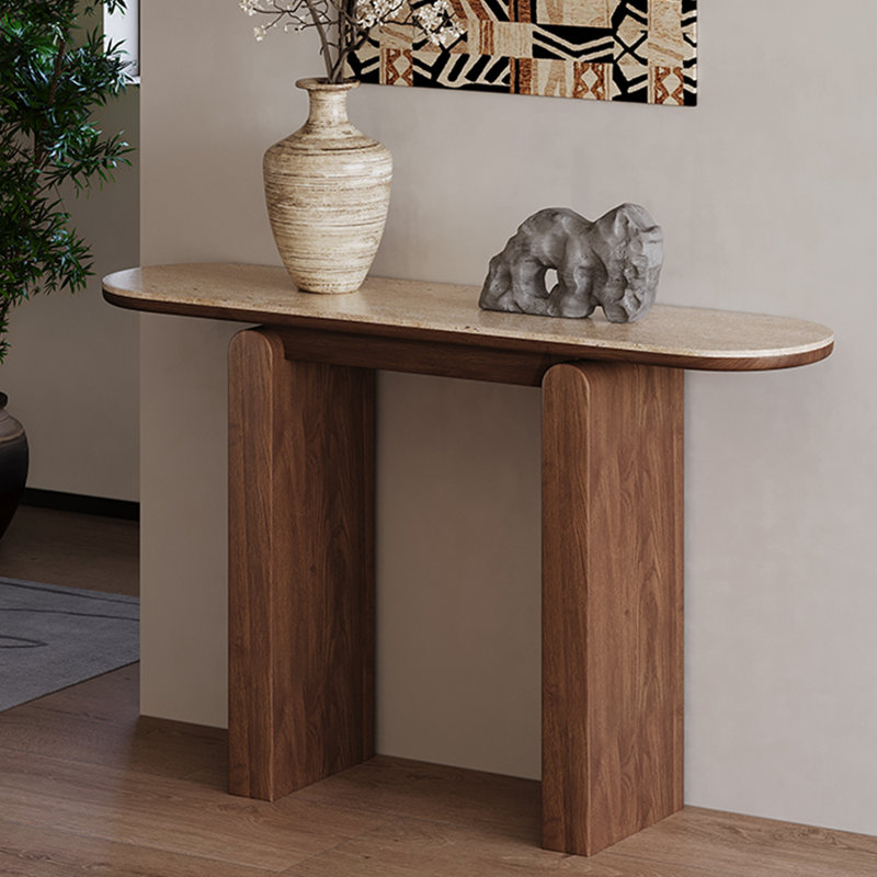 Console simple de style Wabi-sabi, Brun, H 33,5 po x l 55,1 po x P 13,8 po