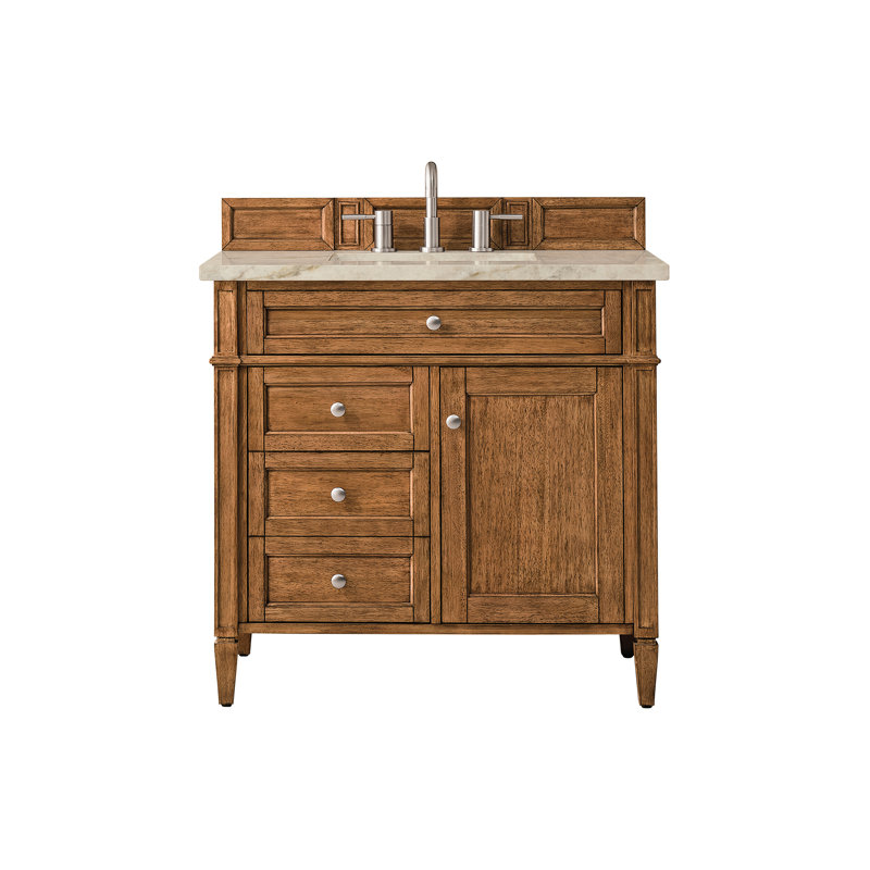 Deleon 36" Single Bathroom Vanity Set, Saddle Brown, 8" Widespread, Tajnar Eclos