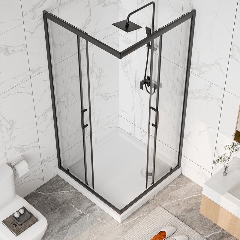 Cabine de douche carrée encadrée avec verre trempé transparent 1/4 po l 36 po x P 36 po x H 71 po Enclo