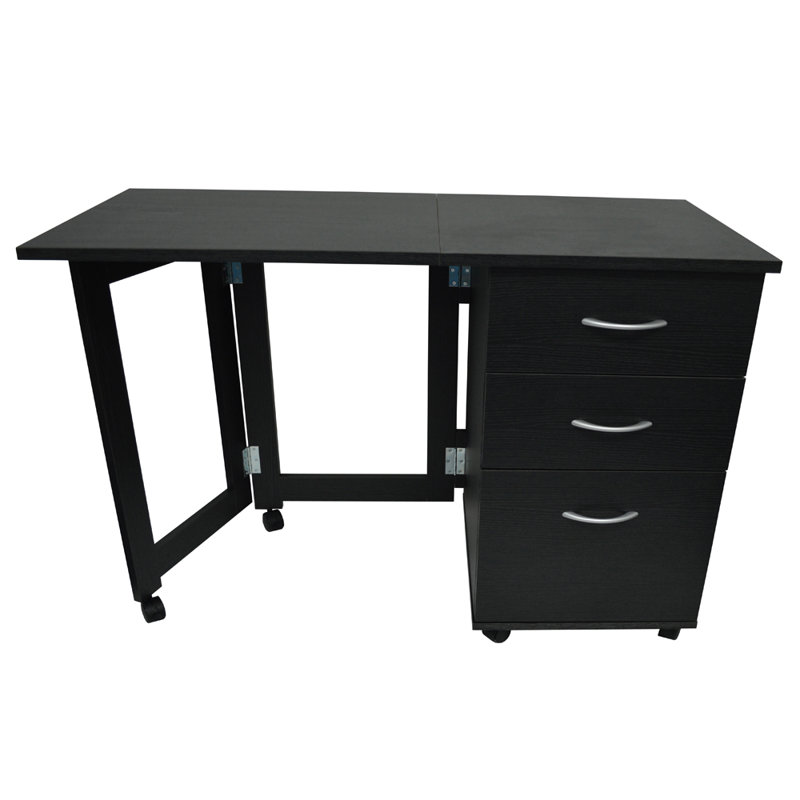 Solid Wood Base Writing Desk, Black