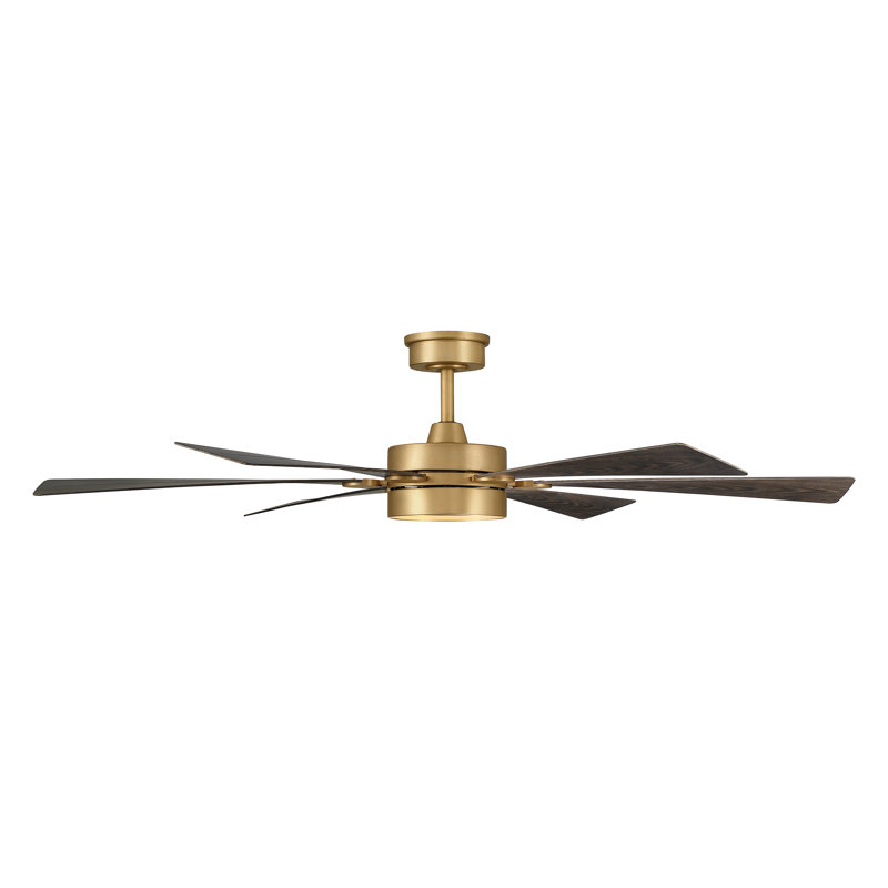 Ventilateur de plafond intelligent DEL 60 "Brenix 5CCT, Laiton, Chêne foncé